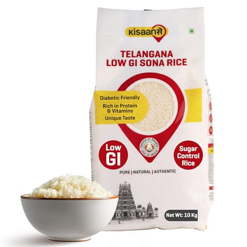 Image of KisaanSay Sugar Control Rice- Telangana Sona Rice ( 10 KG)| Lab Tested Low Glycemic| Diabetes-Friendly | Unpolished | High in Fiber & Nutrients | Traditionally Milled | Lightweight & Non-Sticky | supports healthy weight & blood sugar