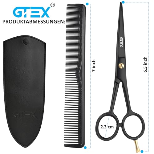 GTEX Friseurschere, Professionelle Haarschneideschere 6,5 Zoll Prämie Schere Haare Schneiden mit Extra Scharfen und Präzisen Schnitten Haarschere für Männer, Frauen und Erwachsene - Hair Scissors