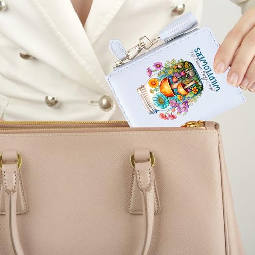 FEITH&FELLY Womens Wildflower Printed Small Wallet with ID Window and Zippered Coin Pocket Cute Wallet Gift for Women4