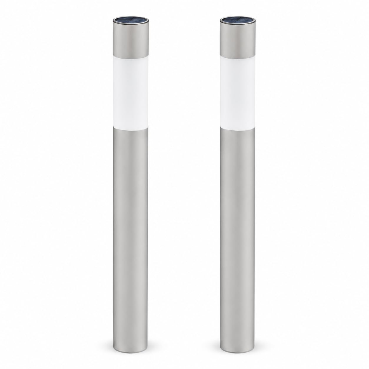 GWSOLAR Solar Garden Lights 2 Pack, 70cm Aluminium Bollard Lights, White/Warm White Switchable, IPX4 Outdoor Path Lights, Screw or Ground Spike Installation for Garden, Pathway, Steps & Deck