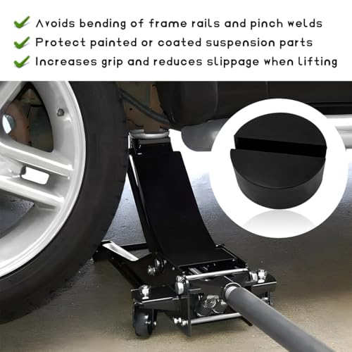 Image of 2 PCS Jack Pads, Heavy Duty Rubber Slotted Pinch Weld Side Frame Rail Protector for Floor Jack Stands, Anti-Slip Round Floor Jack Pad Adapter Protects Car Pinch Welds Paint