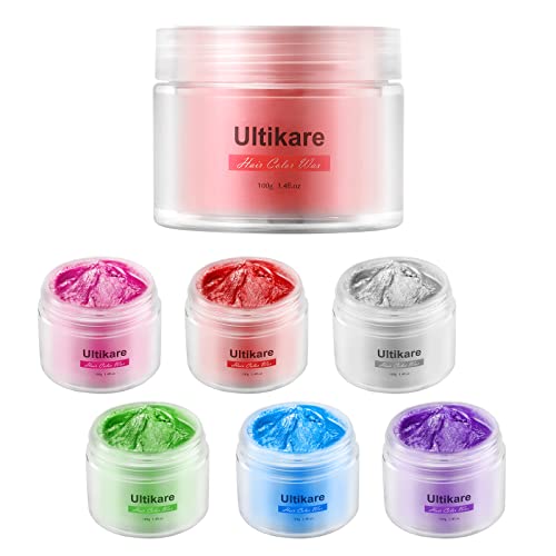 Ultikare Temporäre Haarfarbe Creme Wachs Set - Instant DIY Cosplay für Karneval, Weihnachten, Halloween-Partys - für Männer und Frauen - 6 Farben
