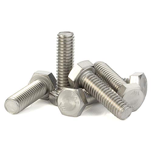 Image of Mellewell M10-1.5 x 150mm Hex Head Screw Bolts, Fully Threaded, Stainless Steel 18-8, Plain Finish, Quantity 4