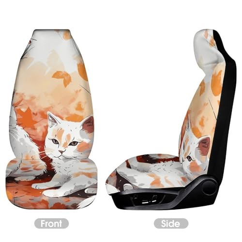 Housse de siège avant chat pour voiture et SUV - Lot de 2 avec sangles - 3