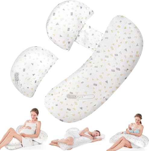 7CDXD Pregnancy Pillow for Pregnant Women Soft Pregnancy Pillow Support for Back Hips Legs Maternity Pillow with Removable and Adjustable Pillowcase