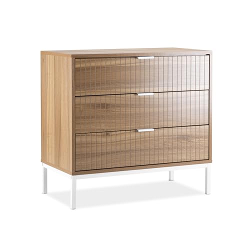 Listado de Estructuras, baldas y cajones los preferidos por los clientes. 49 Kingshouse Cómoda Cajonera 3 Cajones, Mueble Auxiliar de Madera con Estructura Metálica para Almacenamiento Recámara Sala, Diseño Tipo Nórdico, Organización del Hogar