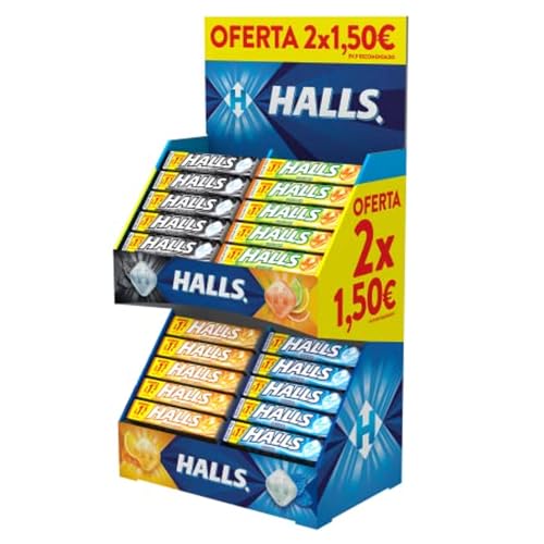 Halls   Caramelos Duros Mentolados; Original y Miel y Limón 15 Sticks, Extra Strong y Citrus 10 Sticks   1600 Gramos