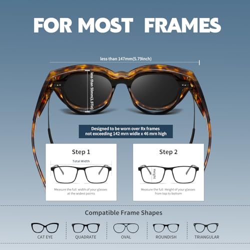 kimorn Polarized Fit Over Glasses Sunglasses For Women Man,Trendy Cat Eye Shades For Driving Riding4