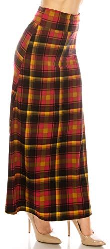 Eevee Women’s Casual Long Maxi Skirts - Basic High Waist Fold Over Soft Floor Length Stretch Casual Regular Plus Size3