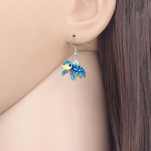 Acrylic Cute Green Turtle Earrings Dangling Ocean Beach Summer Jewelry Sea Turtle Gifts for Women Mom Animal Lovers2