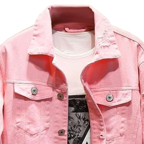 JEShifangjiusu Mens Button Up Plus Size Rap Denim Streetwear Coat Ripped Embroidery Jean Jacket for Every Seasons&Occations3