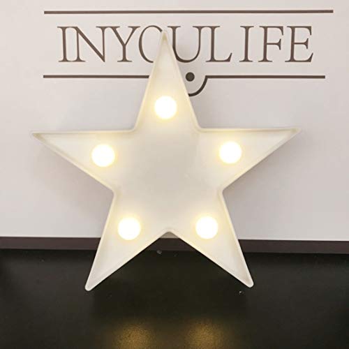 QiaoFei Luz de estrella pequeña, letrero de estrella de plástico LED iluminado para decoración de pared para Navidad, fiesta de cumpleaños, habitación de los niños, sala de estar, lámpara romántica de