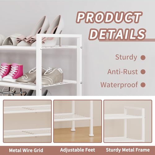 Image of 3-Tier Metal Shoe Rack, Heavy Duty Shoe Organizer for Entryway | Storage Organizer for Closet Entryway Garage Dorm Room, Easy Assembly Multi-Purpose Shelf