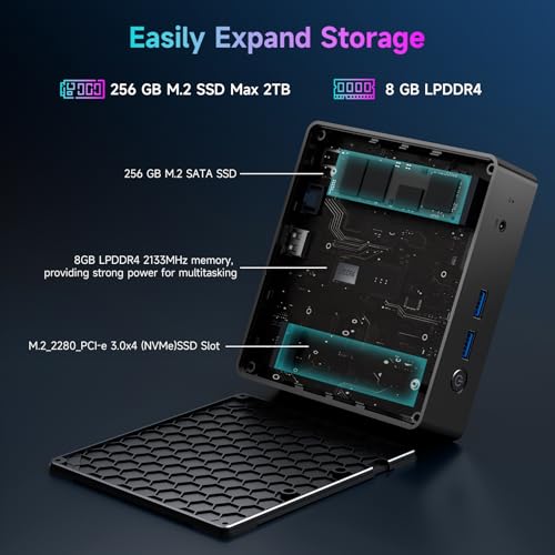 Image of Bmax Mini PC Computer, Intel N4500 Processor(Turbo 2.8GHz) 8GB RAM 256GB M.2 SSD Mini Desktop Computer with VESA Mount for Office Home Business HTPC Proxmox, Dual 4K Display, WiFi 5, Win11 Pro B3 Pro
