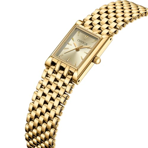 Luxury Square Quartz Watch for Women, Stainless Steel Band & Adjustible Bracelet