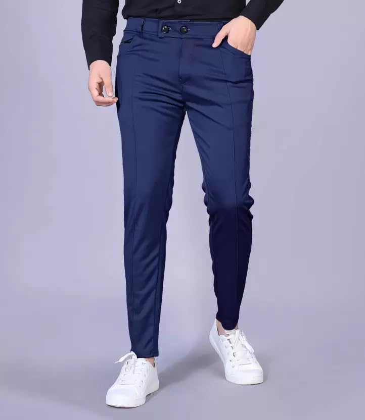 Image of Casual Pants for Men Combo Pack of 2 | Stylish Slim Fit Men's Wear Trousers for Office | Mens Fashion | Modern Mens