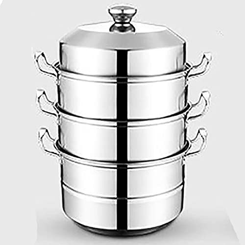 GLJTUO Olla De Vapor De Acero Inoxidable para Restaurante, Cocina De Gas Comercial De Gran Capacidad, con Vaporera Multicapa Gruesa.,32cm