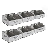 SONGMICS Set of 6 Storage Baskets, Foldable Storage Bins, Fabric Boxes, 15.7 x 11.8 x 7.9 Inches, Closet Storage Organizers, 3 Handles, for Bedroom, Living Room, Cattail Gray URFB0140G01