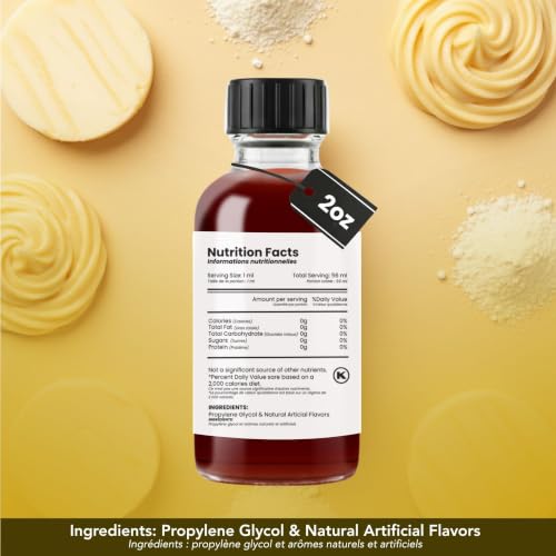Image of Dolce Flav Butter Extract - 2 Ounce Water-Soluble Kosher, Sugar-Free, Concentrated Imitation Butter Flavor for Baking, Cookies & Frostings, Includes Measured Dropper