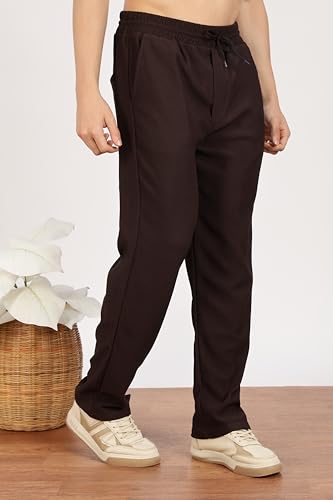 Image of Men's Regular Fit Textured Trousers with Elastic Waistband & Drawstring Closure - Casual & Smart Everyday Pants