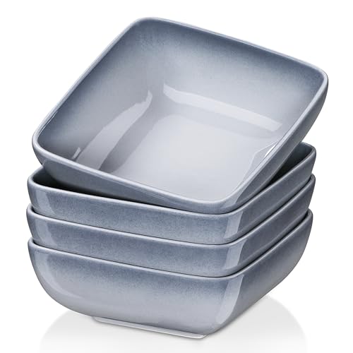LOVECASA Lovehouse - Juego de cuencos para cereales de gres, 4 cuencos para sopa/ensalada de 800 ml para desayuno – apto para microondas – gris degradado