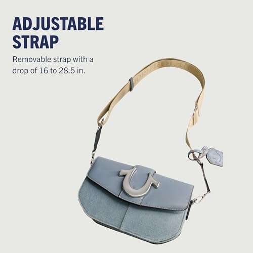 True Religion Saddle Bag, Women's Denim and Faux Leather Crossbody Purse with Adjustable Shoulder Strap, Blue, One Size4