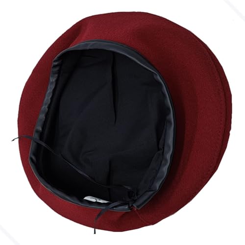 Boina Masculino Francesa estilo Militar em Feltro com Borda Em Pu nas cores Preto, Vermelho e Verde