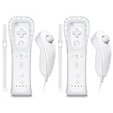 Burcica Controller for Wii Remote and Nunchuck, Wireless Controllers Compatible with Wii/Wii U with Silicone Case and Wrist Strap (White)