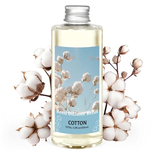 Image of STRN Reed Diffuser Oil Refill, Pure Cotton Scented, 200ml Long-Lasting Aromatherapy, Home Fragrance for Living Room, Bedroom, Spa