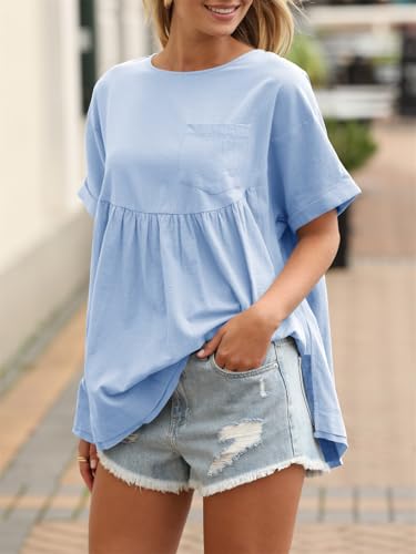 Image of Tankaneo Womens Summer Babydoll Tops Casual Loose Fit Peplum Oversized Tunic Shirts