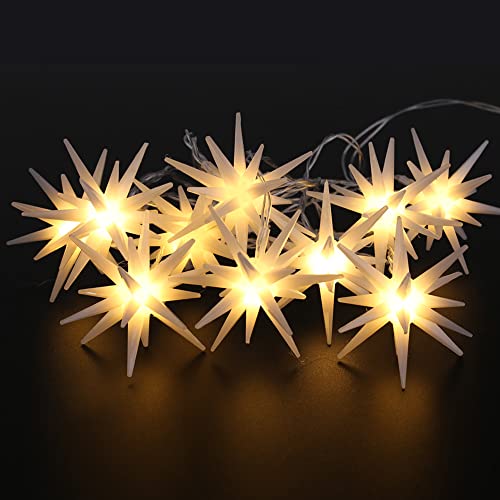Weihnachtsstern LED Lichterkette,10/20 Led Lichterkette Sterne,3D Lichtstern mit warmweißer LED-Beleuchtung Weihnachtsstern Adventsstern für Indoor und Outdoor fensterdekoration Cover