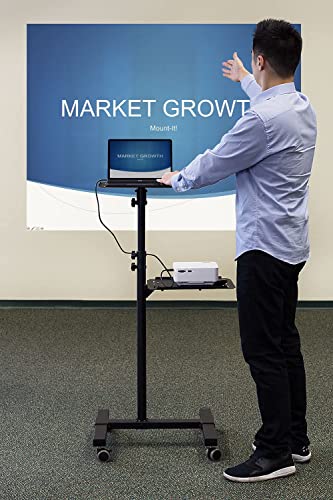 Image of Projector & Laptop Height Adjustable Trolley Mobile Projection Stand Black