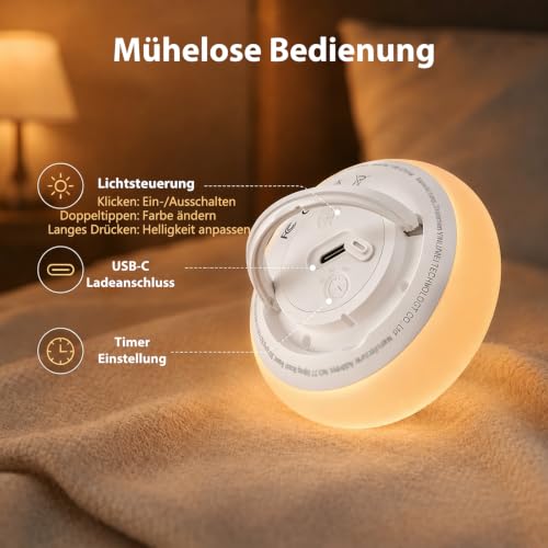Nachtlicht Kinder Dimmbar mit Hängering für Kinderzimmer, Stilllicht Baby – Bild 5
