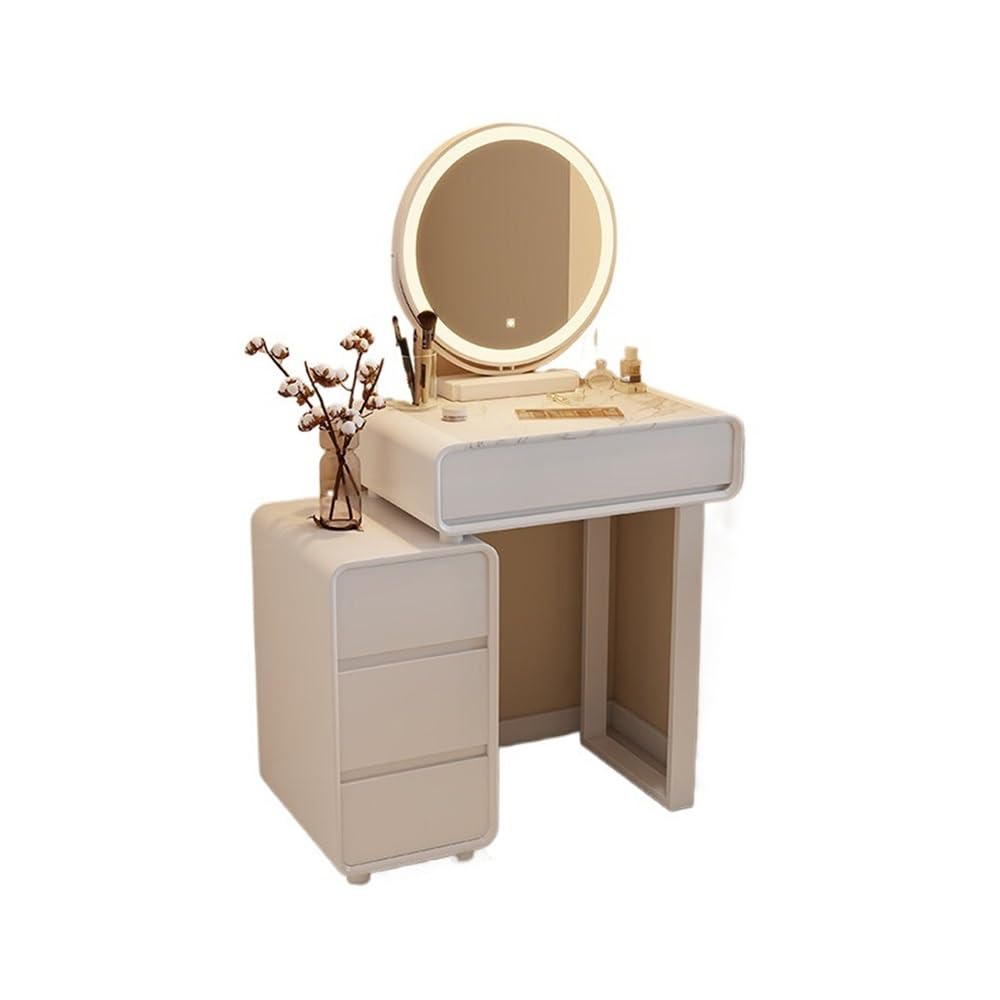 asdchZen Modern Space-Saving Makeup Vanity Table With Mirror & Storage Drawers-Stylish Compact Desk For Small Bedrooms Contemporary Home Decor Perfect For Beauty Routines