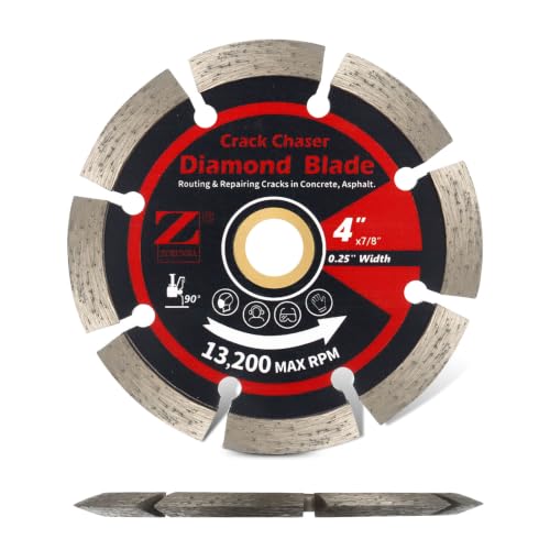 ZORUNNA 4" Diamond Crack Chaser Blade for Concrete, 1/4" Wide, 7/8" Arbor