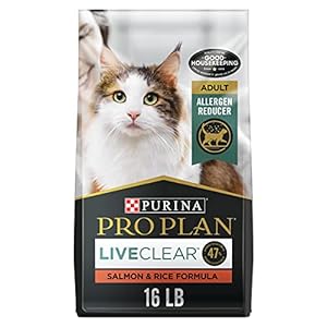 Purina Pro Plan Allergen Reducing, High Protein Cat Food, LIVECLEAR Salmon and Rice Formula – 16 lb. Bag