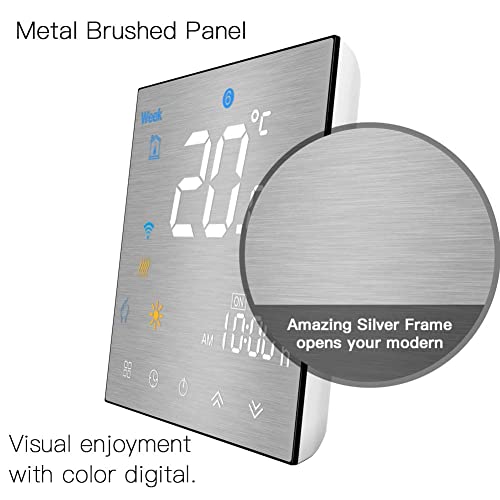 MoesGo WiFi Smart Thermostaat en Programmeerbare 2,4 GHz WiFi-temperatuurregelaar, metalen geborsteld paneel voor… - Image 6