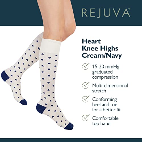 Image of Rejuva Women's Heart Pattern Knee High 15-20 mmHg Graduated Compression Socks