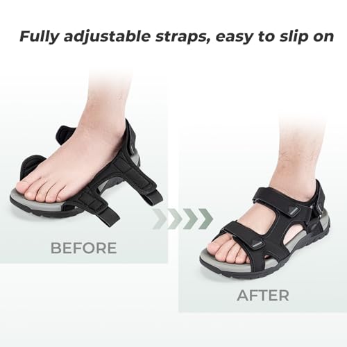 Image of FitVille Wide Sandals for Men With Arch Support Orthopedic Comfortable Summer Men's Wide Sandals for Plantar Fasciitis & Swollen Feet Breathable Outdoor Recovery Athletic Walking Sandal for Man