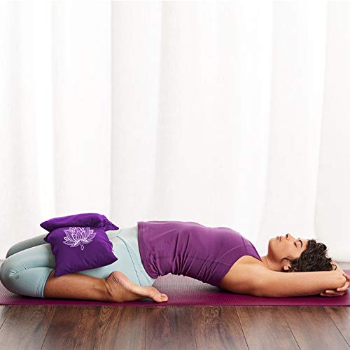 Yoga Sand Bag - Cotton Unfilled For Yoga Weights And Resistance Training, Lotus Design, Color- Purple Size- 7.5" X 17" #TOP1