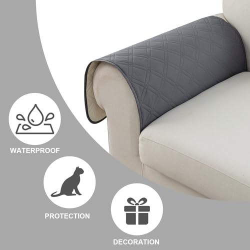 Image of Genina Sofa Armrest Cover, Anti-Slip Armchair Slipcovers for Dogs Cats Pet, Water Resistant Couch Arm Cover for Backrest Recliner Loveseat, L Shaped Sofa, 23.6 x 27.5 Inches(2 Pieces)