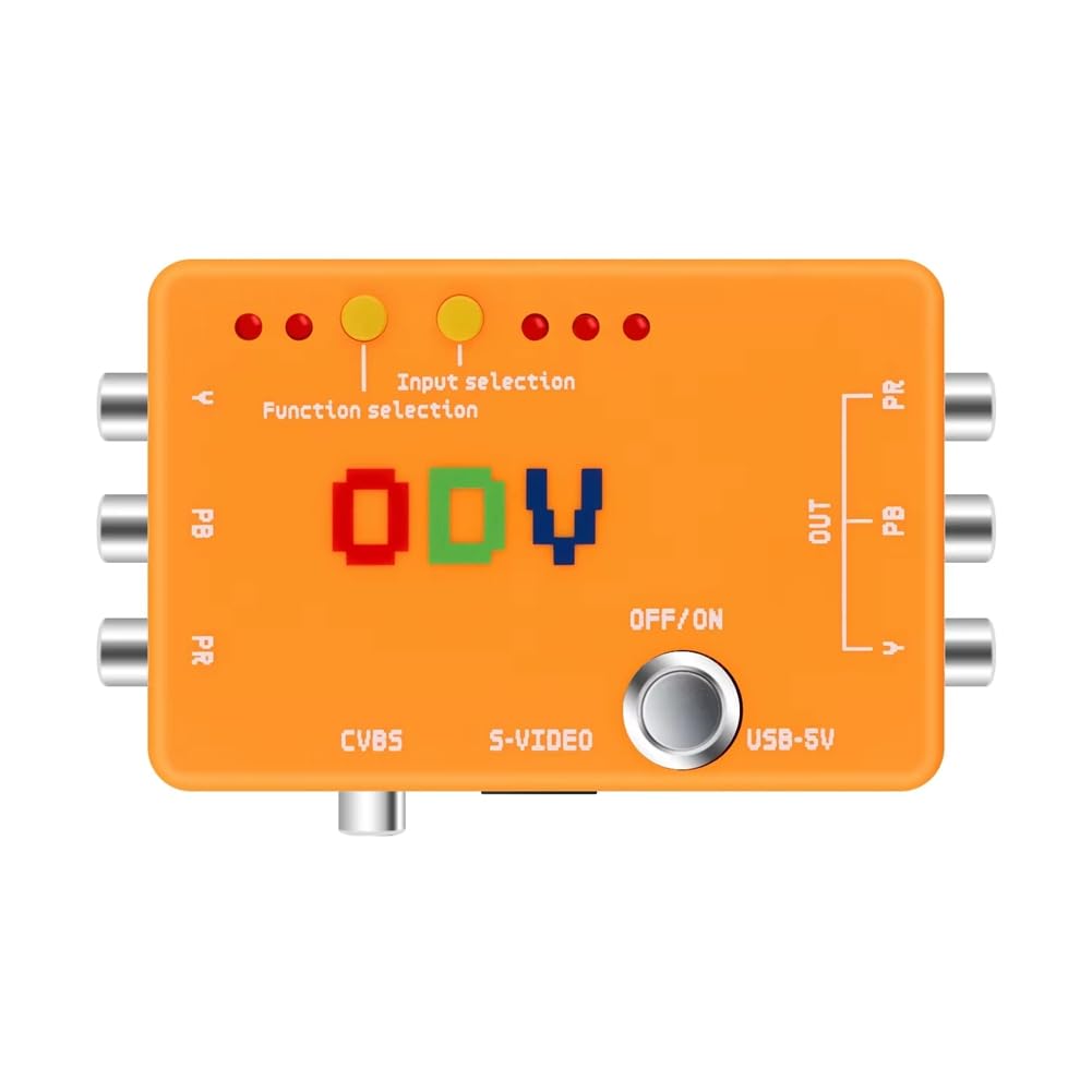 Qerwsdty Adaptador Conversor ODV-II de Vídeo Componente/CVBS/S-Video A Vídeo Componente Sin Entradas de Retardo para Accesorios de Consola de Juegos Retro