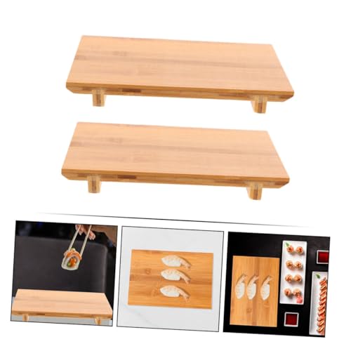 Platos para sushi de bambú estilo japonés 2 piezas miniatura 7