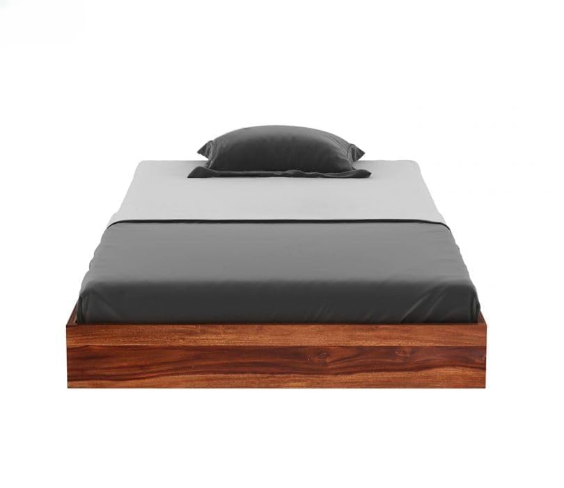 Image of Solid Sheesham Wood Bed 6X4 Single Bed Without Storage for Bedroom - Single Cot Wooden BedSingle Size for Living Room Guest Room - 12 Month Warranty (Alina, Honey)