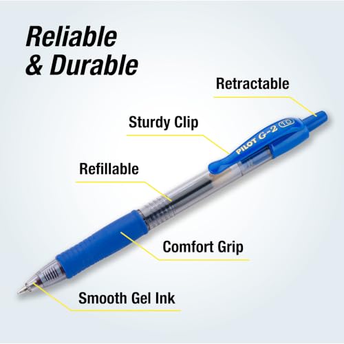 Image of PILOT G2 Premium Gel Roller Pens, Blue Ink Pens Bold Point, Pack of 14