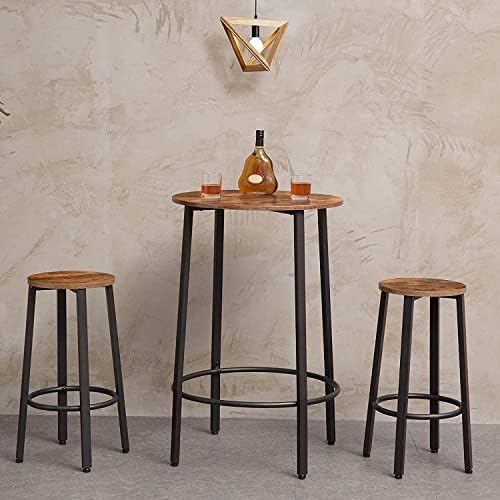 HOOBRO Bar Stools Set of 2, Wooden Bar Chairs, Kitchen Counter Breakfast Bar Stools, Kitchen Stools with Footrest, Industrial, for Home Pub Bar Table, Living Room, Lounge, Rustic Brown EBF02BY01