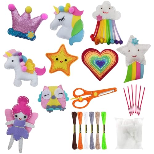 Juego de costura para niños Select Zone, de fieltro, para manualidades, con hilo de bordar, agujas de plástico, algodón, tijeras