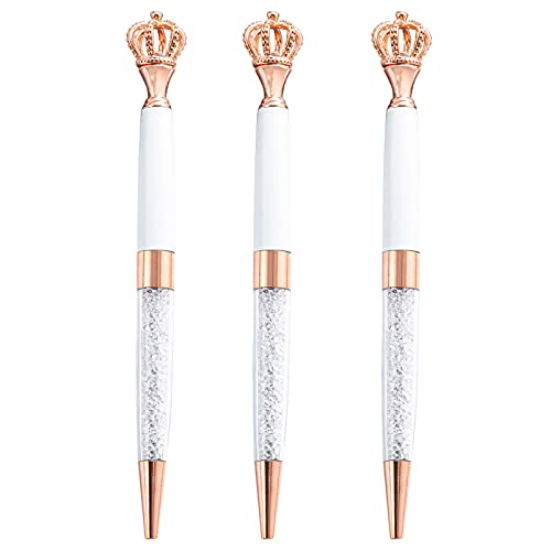 HOCE 3 bolígrafos de metal con diamantes de imitación de 0,7 mm, tinta negra, bolígrafos de regalo para Navidad, dama de honor, boda, cumpleaños