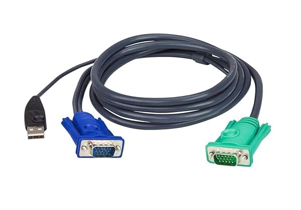 Câble KVM USB VGA 1,2m pour commutateur SPHD-15 noir interconnectant les serveurs de données