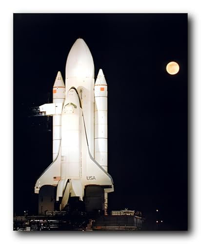 Motivational Wall Decor Picture - NASA Space Shuttle Night Moon Astronaut Rocket Science Educational Art Print Poster (16x20)